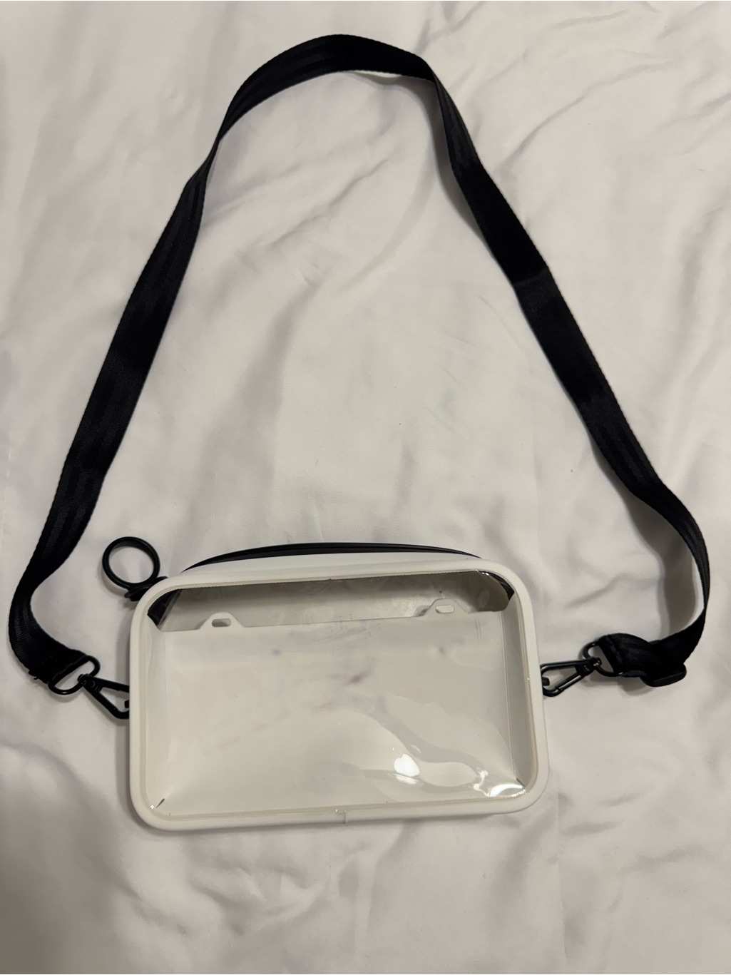 White Crossbody Belt Bag With Black Strap — image 3 of 8